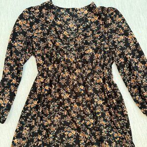 Floral V Neck Dress - Size Large